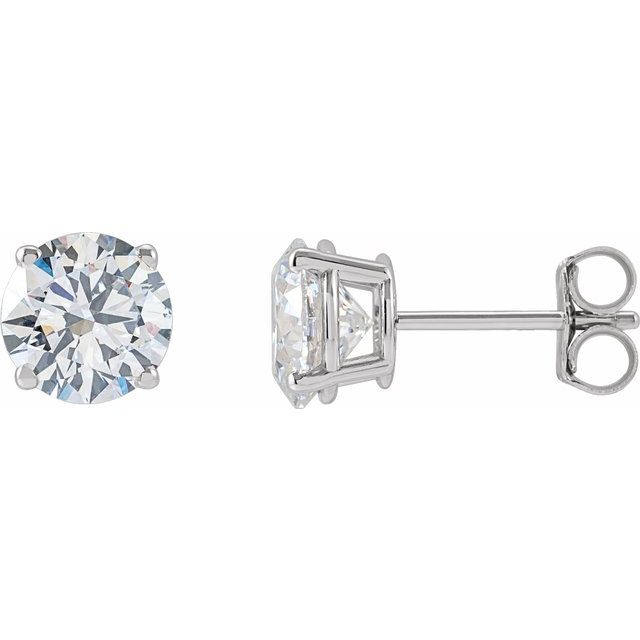 Round Moissanite Basket Set Stud Earrings