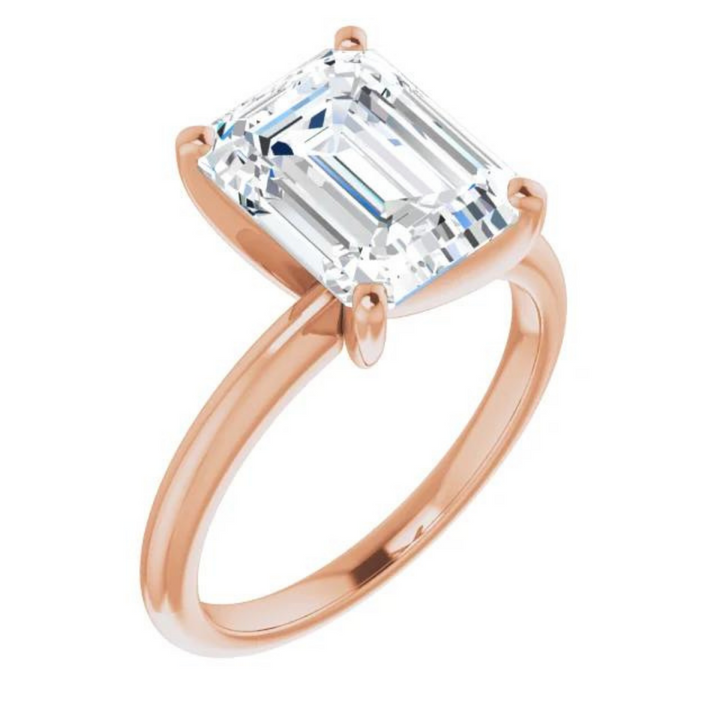 Emerald Cut Moissanite Classic Solitaire Ring