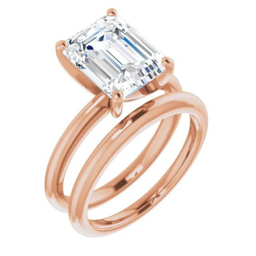 Emerald Cut Moissanite Classic Solitaire Ring