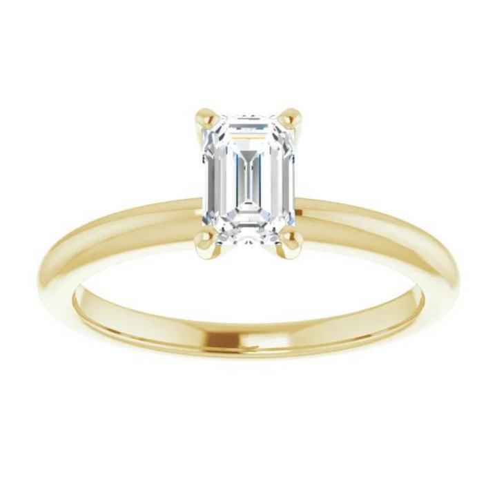 Emerald Cut Moissanite Classic Solitaire Ring