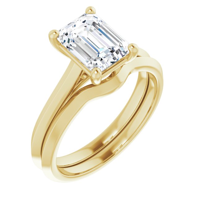 Emerald Cut Moissanite Towering Solitaire Ring