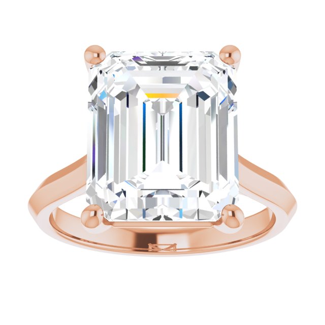 Emerald Cut Moissanite Towering Solitaire Ring
