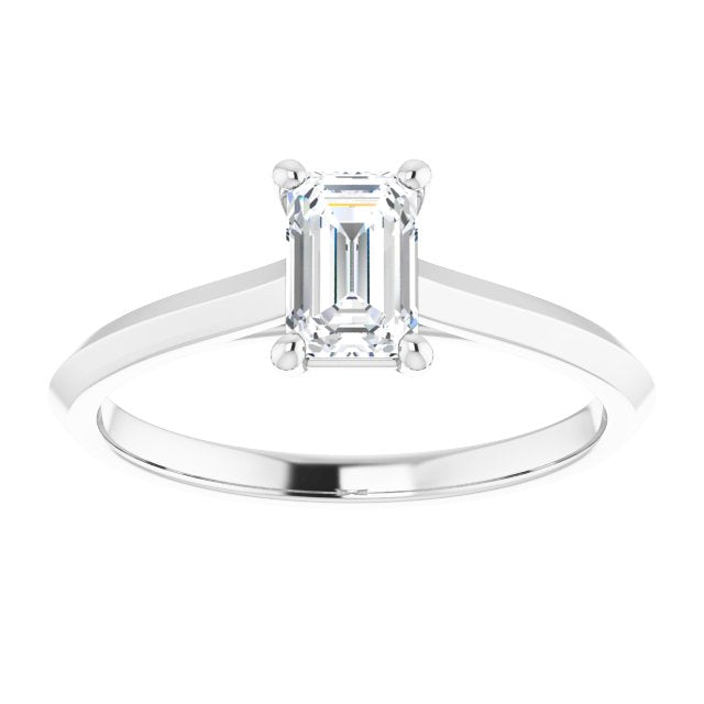 Emerald Cut Moissanite Towering Solitaire Ring