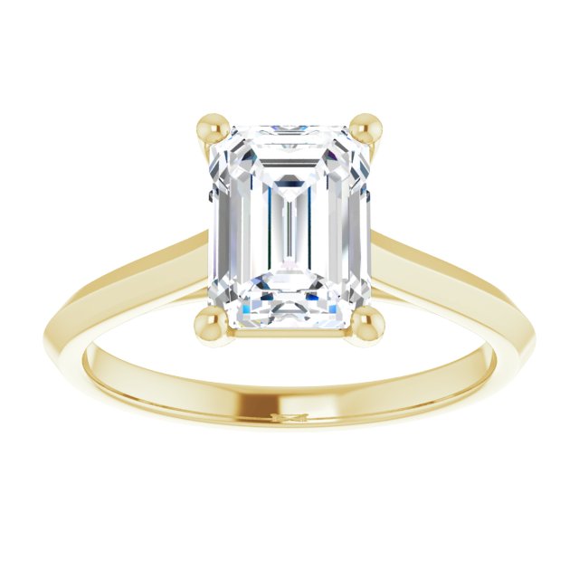 Emerald Cut Moissanite Towering Solitaire Ring