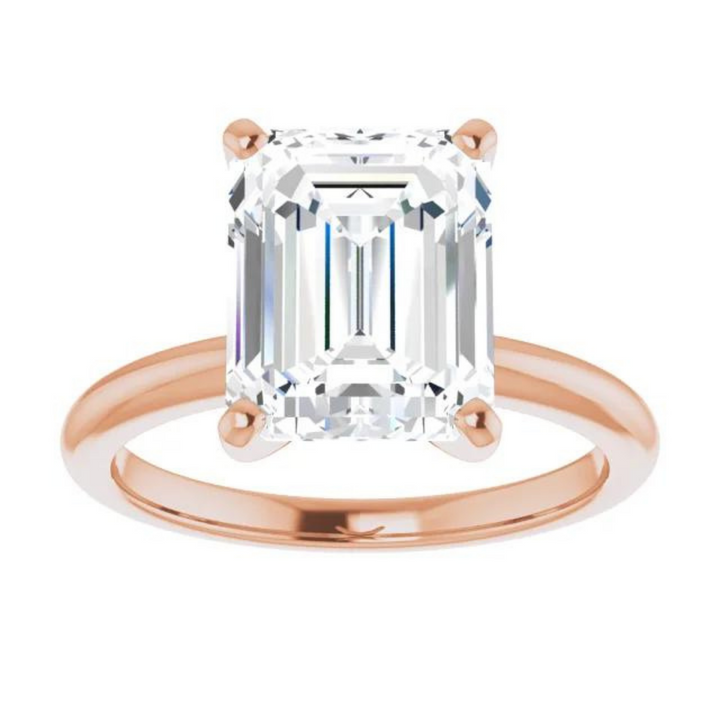 Emerald Cut Moissanite Classic Solitaire Ring