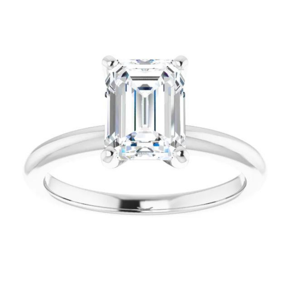 Emerald Cut Moissanite Classic Solitaire Ring