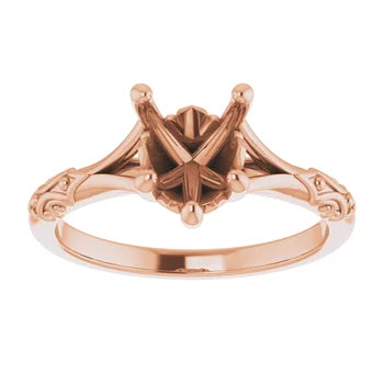 Scroll Ring Mounting for 7x7 mm Heart Solitaire (mount only)