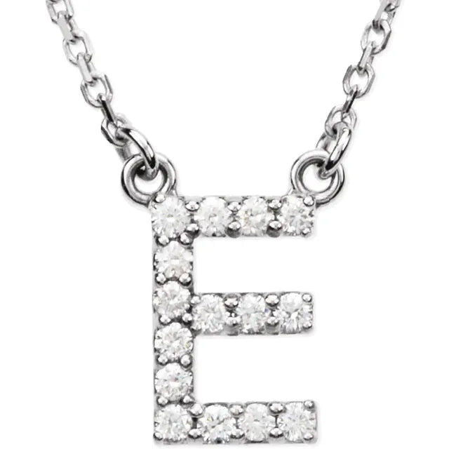 Natural Diamond Initial Necklace in White Gold