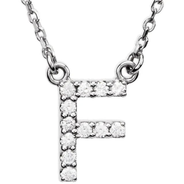 Natural Diamond Initial Necklace in White Gold