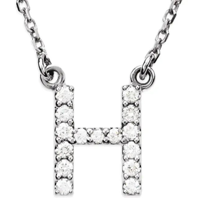 Natural Diamond Initial Necklace in White Gold