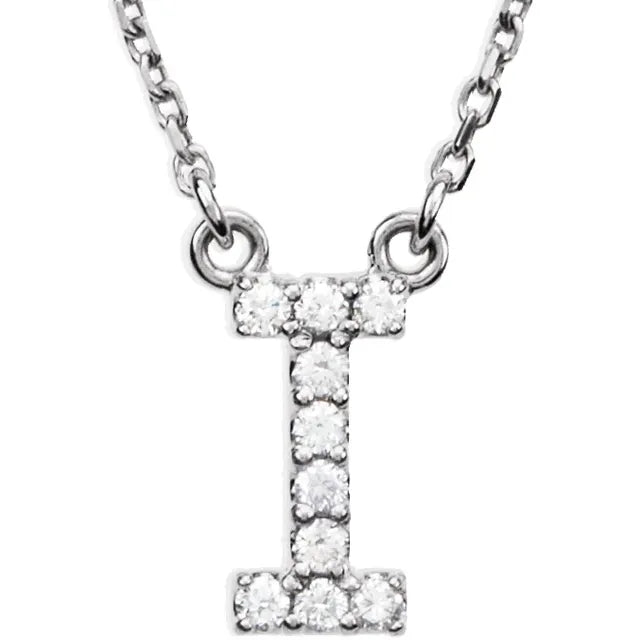 Natural Diamond Initial Necklace in White Gold