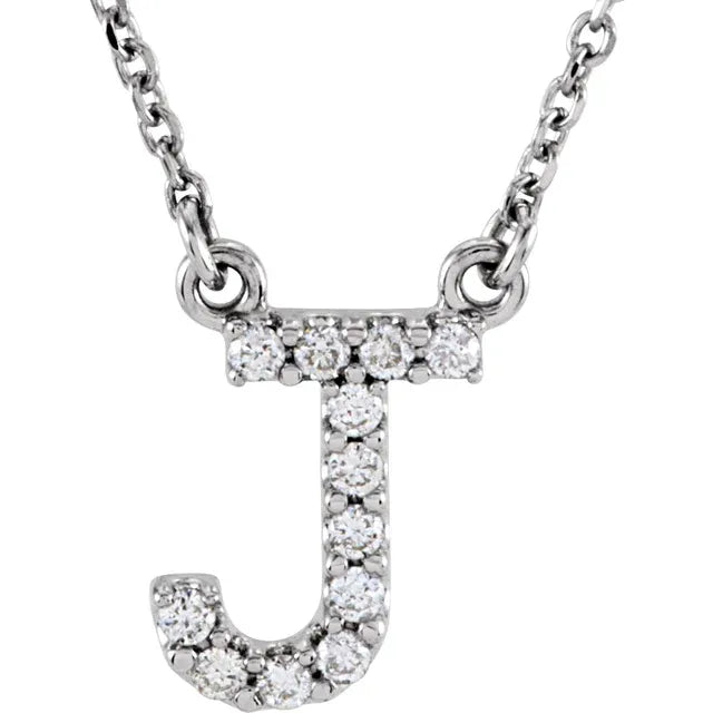 Natural Diamond Initial Necklace in White Gold