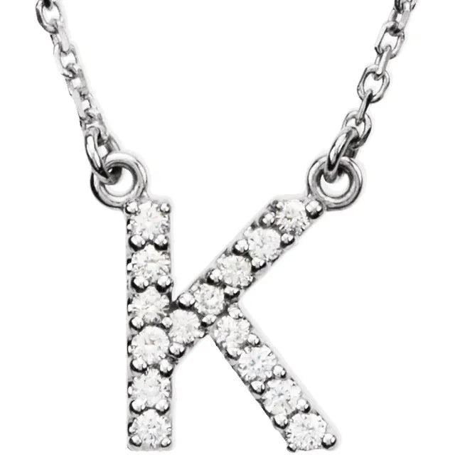 Natural Diamond Initial Necklace in White Gold