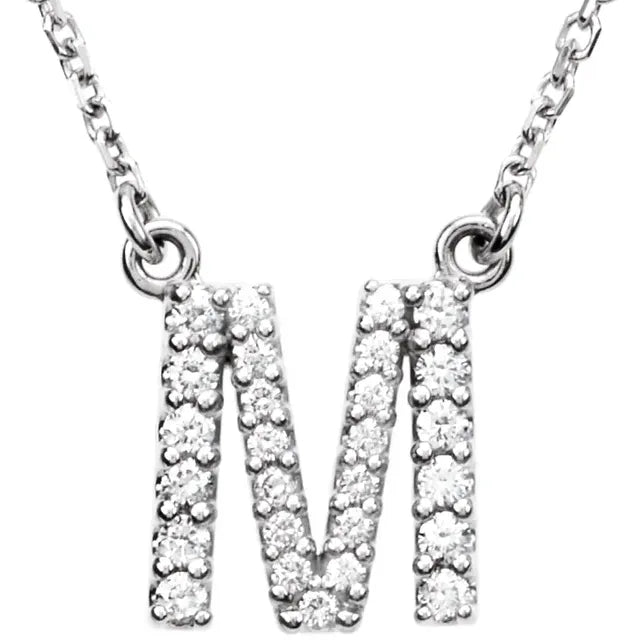 Natural Diamond Initial Necklace in White Gold