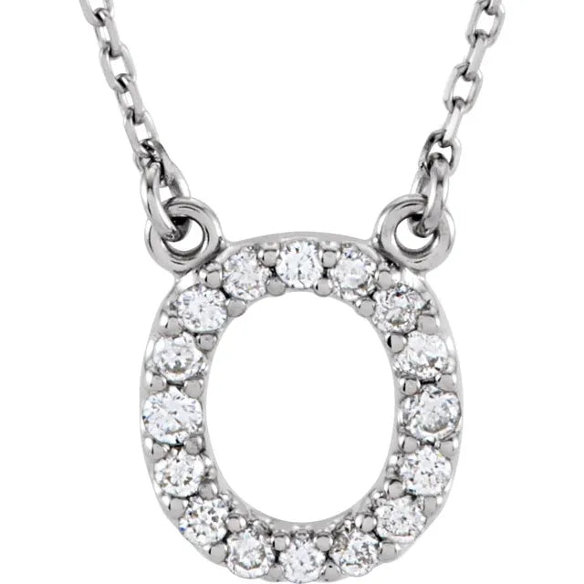 Natural Diamond Initial Necklace in White Gold