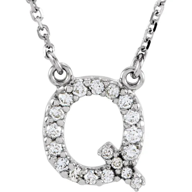 Natural Diamond Initial Necklace in White Gold