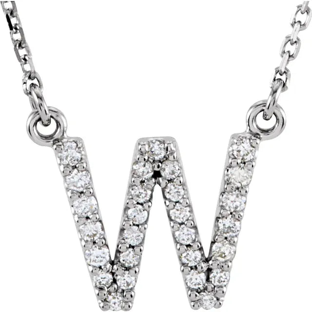 Natural Diamond Initial Necklace in White Gold