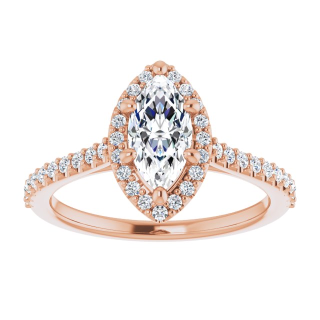 Marquise Moissanite Accented Halo Ring