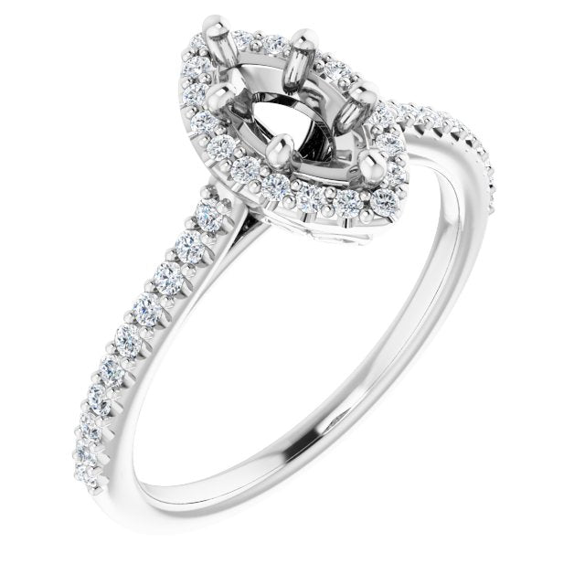 Marquise Accented Halo Ring Mounting (mount only)