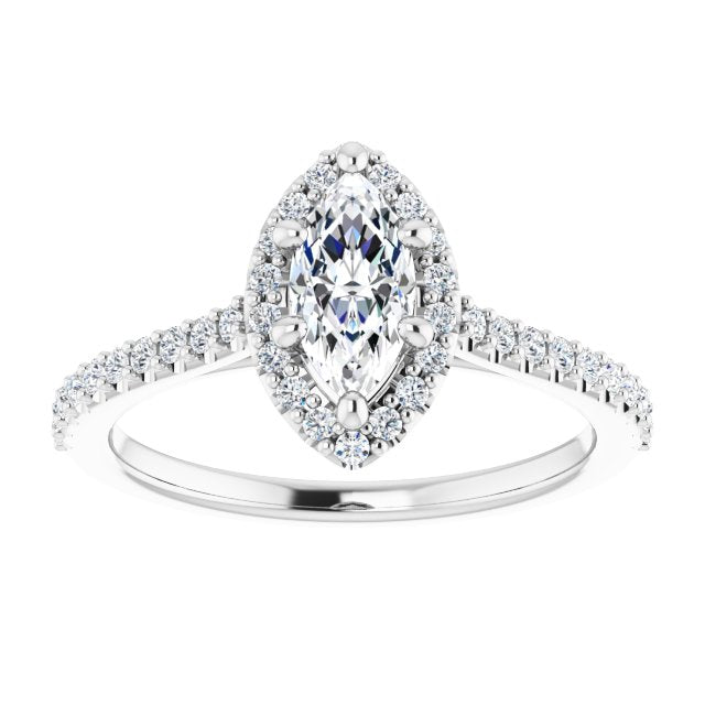 Marquise Moissanite Accented Halo Ring