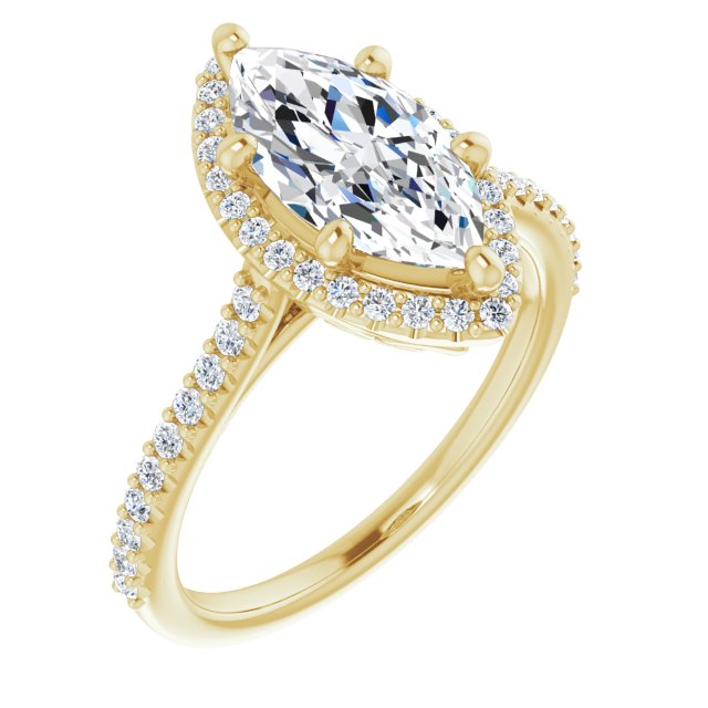 Marquise Moissanite Accented Halo Ring