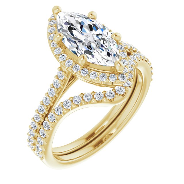 Marquise Moissanite Accented Halo Ring