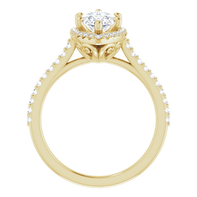 Marquise Moissanite Accented Halo Ring