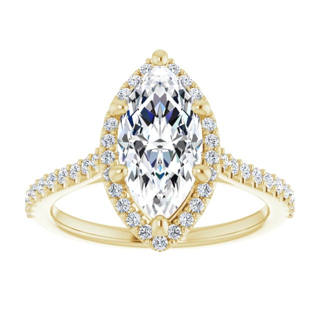 Marquise Moissanite Accented Halo Ring