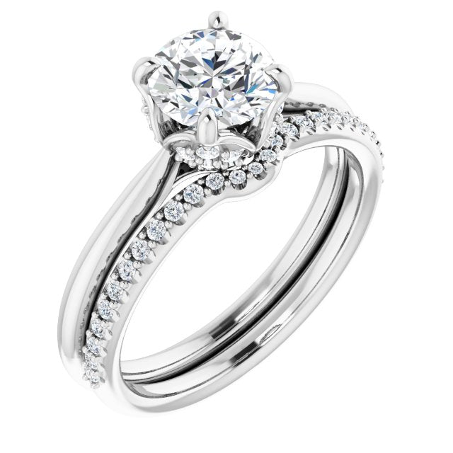 Moissanite Floral Lab-Grown Diamond Accented Ring
