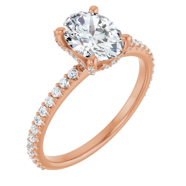 Oval Natural Diamond Accented Halo Ring