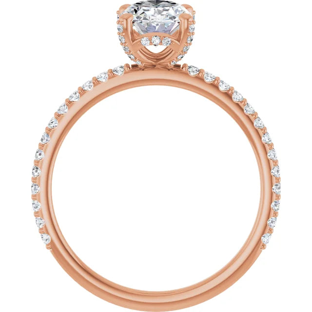 Oval Natural Diamond Accented Halo Ring