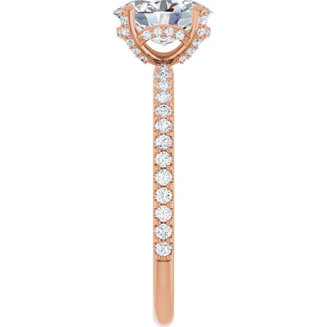 Oval Natural Diamond Accented Halo Ring