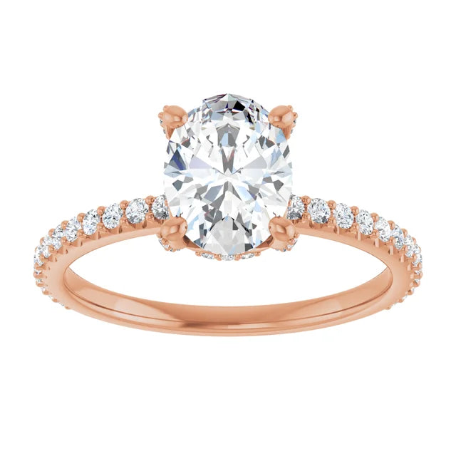 Oval Natural Diamond Accented Halo Ring