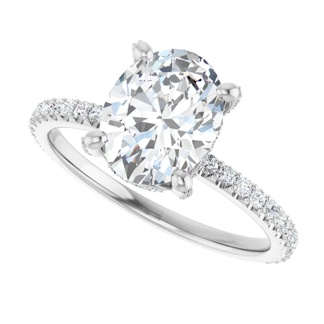Oval Natural Diamond Accented Halo Ring