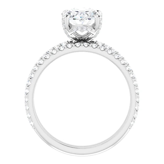 Oval Natural Diamond Accented Halo Ring
