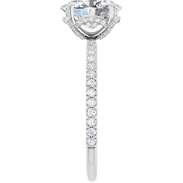 Oval Natural Diamond Accented Halo Ring