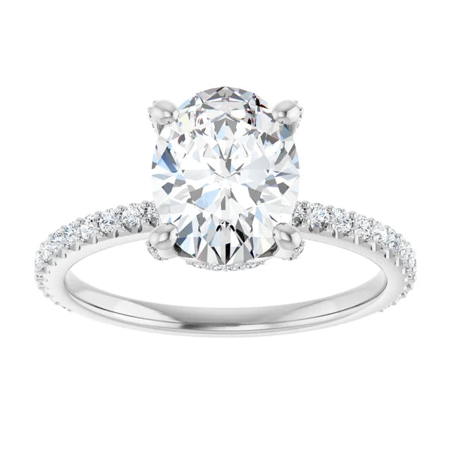 Oval Natural Diamond Accented Halo Ring