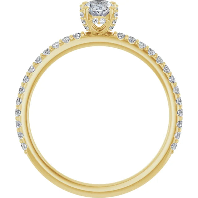 6 x 4 mm Oval Natural Diamond Accented Halo Ring