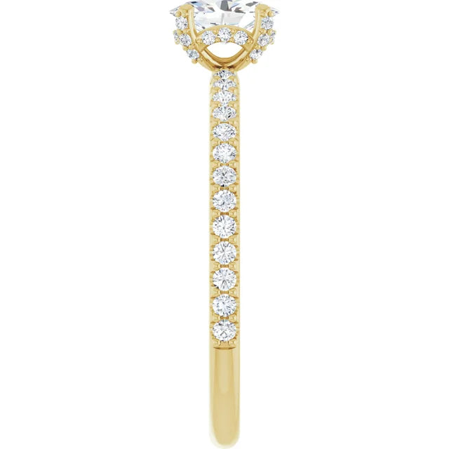 6 x 4 mm Oval Natural Diamond Accented Halo Ring
