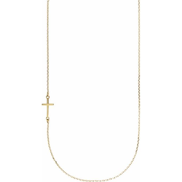 Off-Center Sideways Cross Necklace