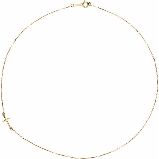 Off-Center Sideways Cross Necklace
