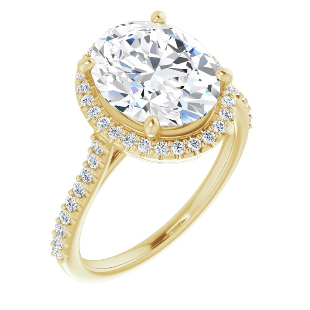 Oval Moissanite Accented Halo Ring