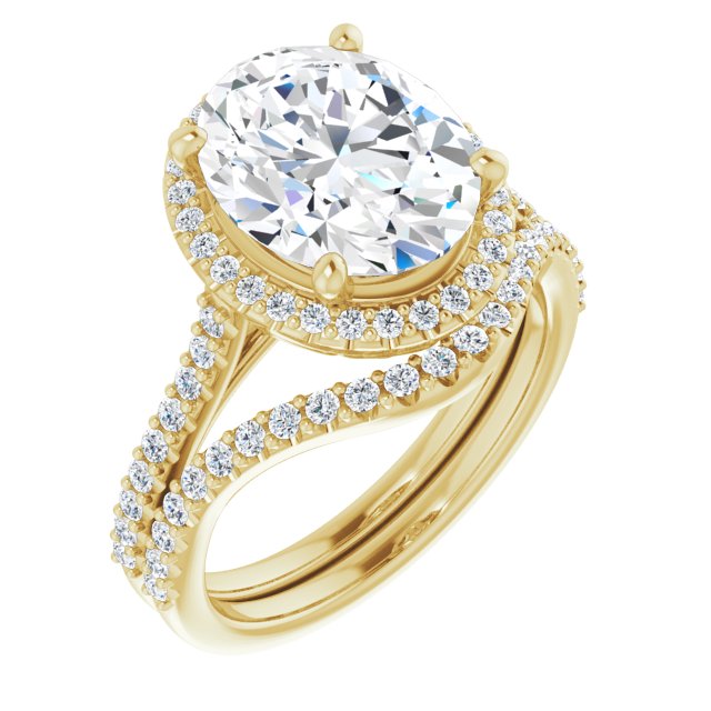 Oval Moissanite Accented Halo Ring