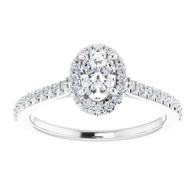 Oval Moissanite Accented Halo Ring