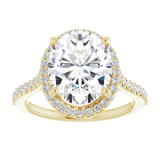 Oval Moissanite Accented Halo Ring