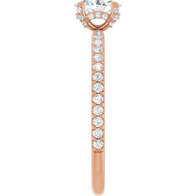 6 x 4 mm Oval Natural Diamond Accented Halo Ring