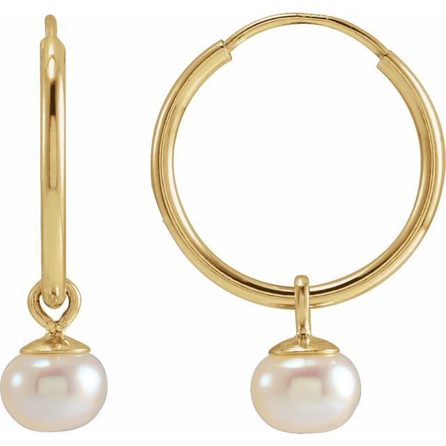 Cultured Freshwater Pearl Hoop Earrings
