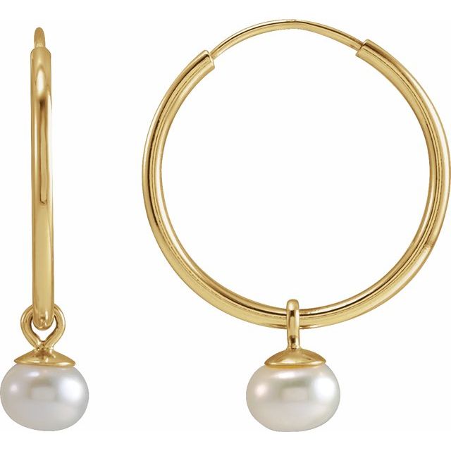 Cultured Freshwater Pearl Hoop Earrings