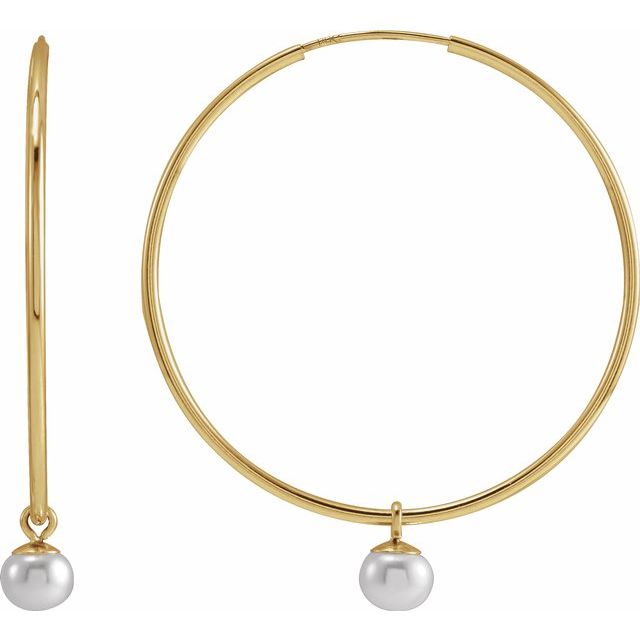 Cultured Freshwater Pearl Hoop Earrings