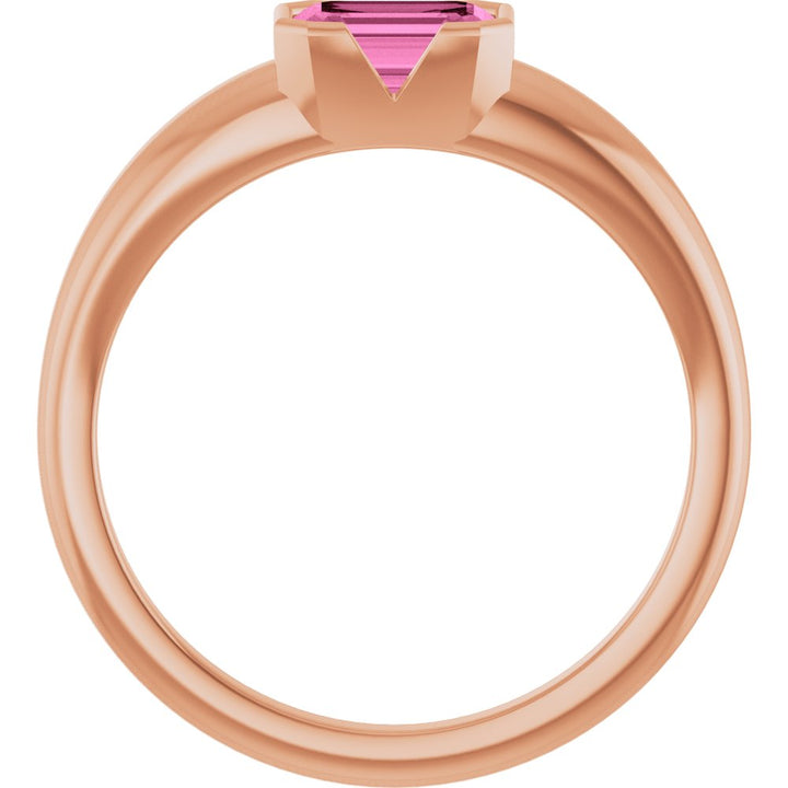 14K Yellow Lab-Grown Pink Sapphire Ring